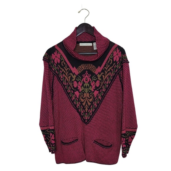 Vintage Sweaters - Anne Pinkerton Size Small Vintage 90's Sweater Grannycore Art to Wear Pockets